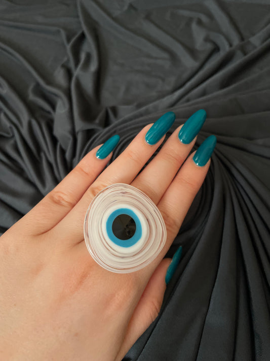 017 Evil Eye Glass Ring