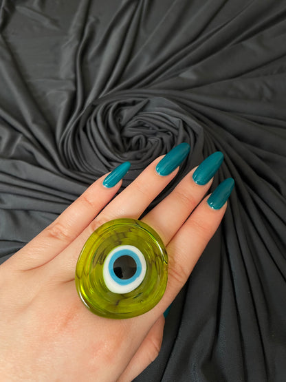 017 Evil Eye Glass Ring