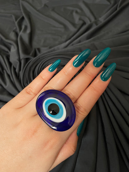 017 Evil Eye Glass Ring